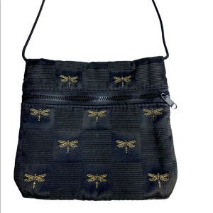 Canvas / embroidered crossbody bag